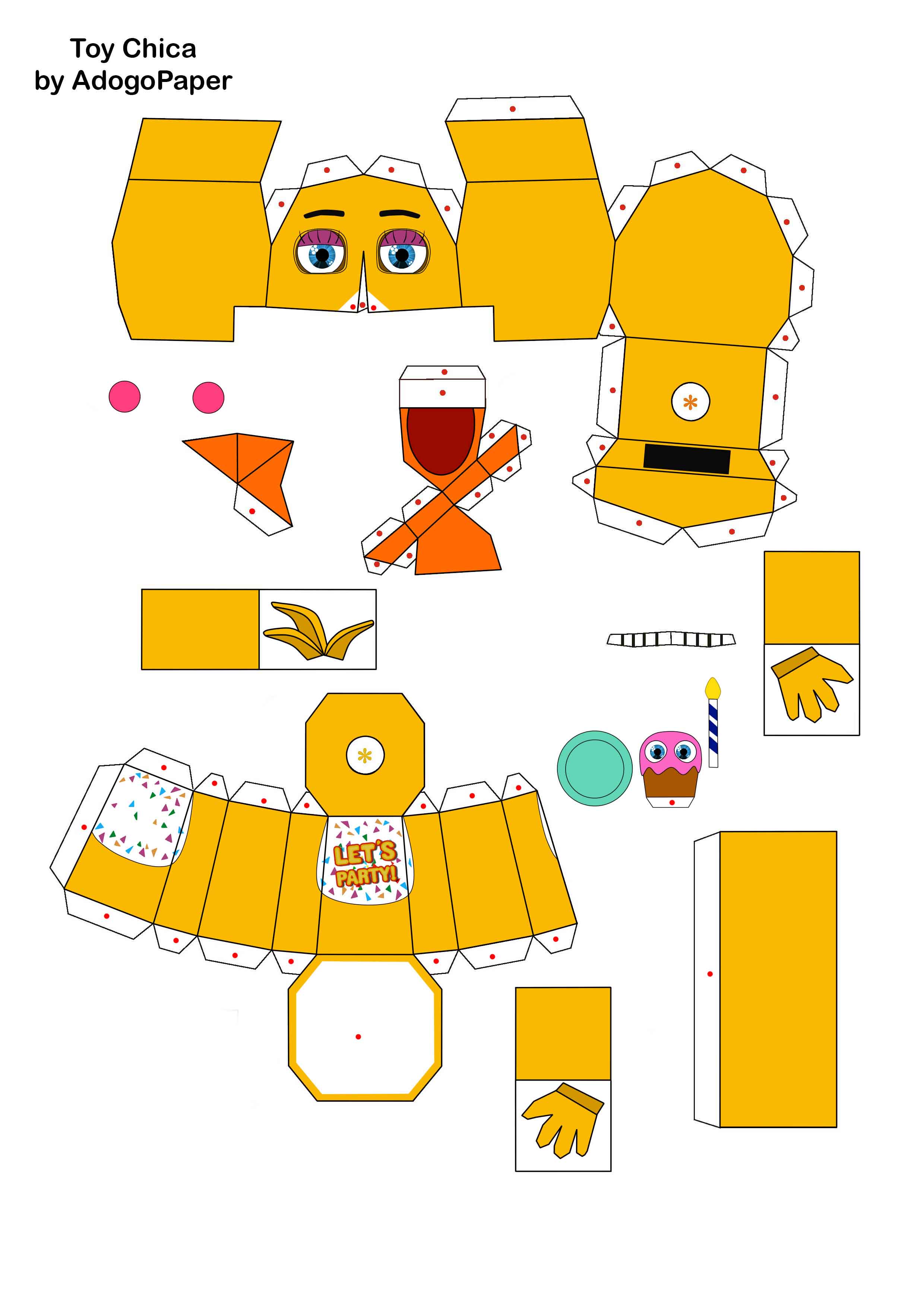 five nights at freddy's 2 Toy Chica papercraft pt1