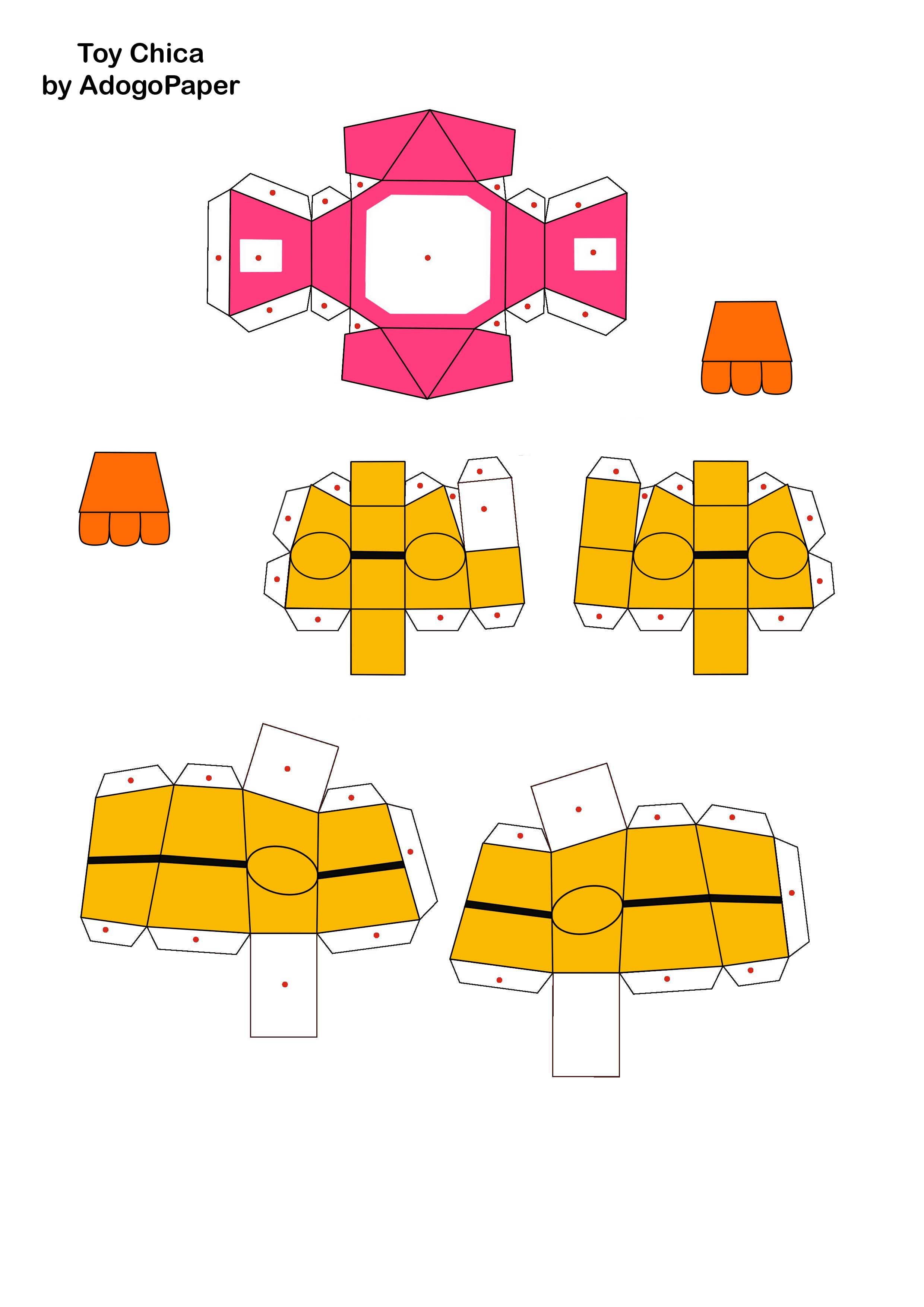 five nights at freddy's 2 Toy Chica papercraft pt1 by Adogopaper on  DeviantArt