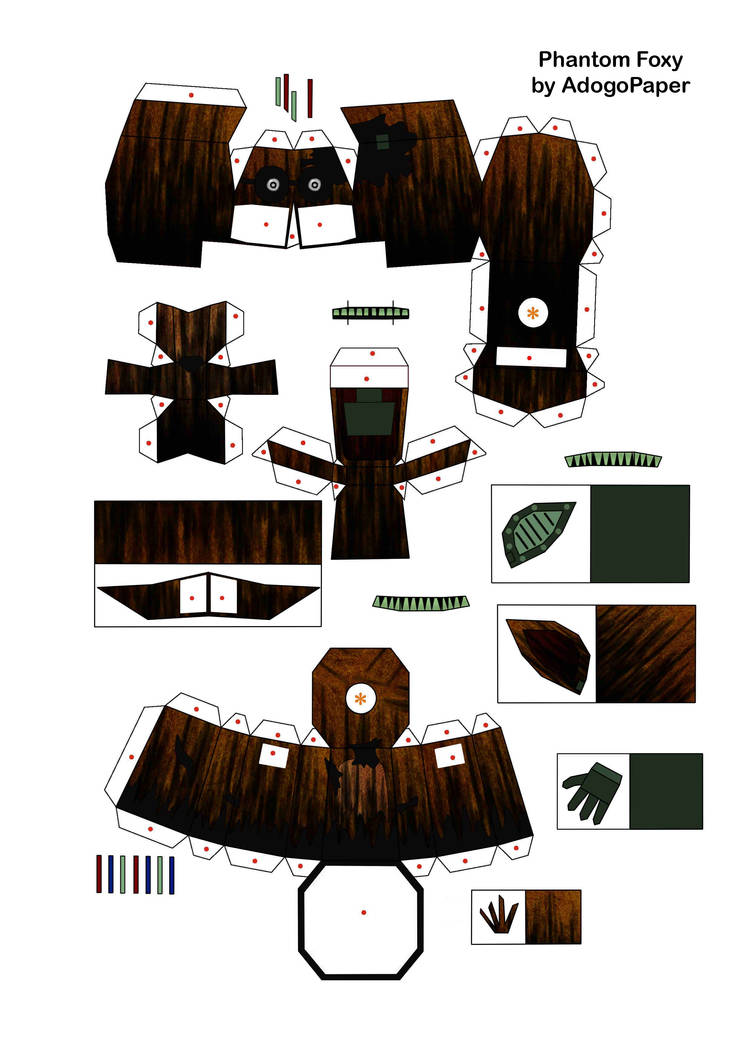 fnaf 3 phantom foxy papercraft pt1 by adogopaper on deviantart story template deviantart