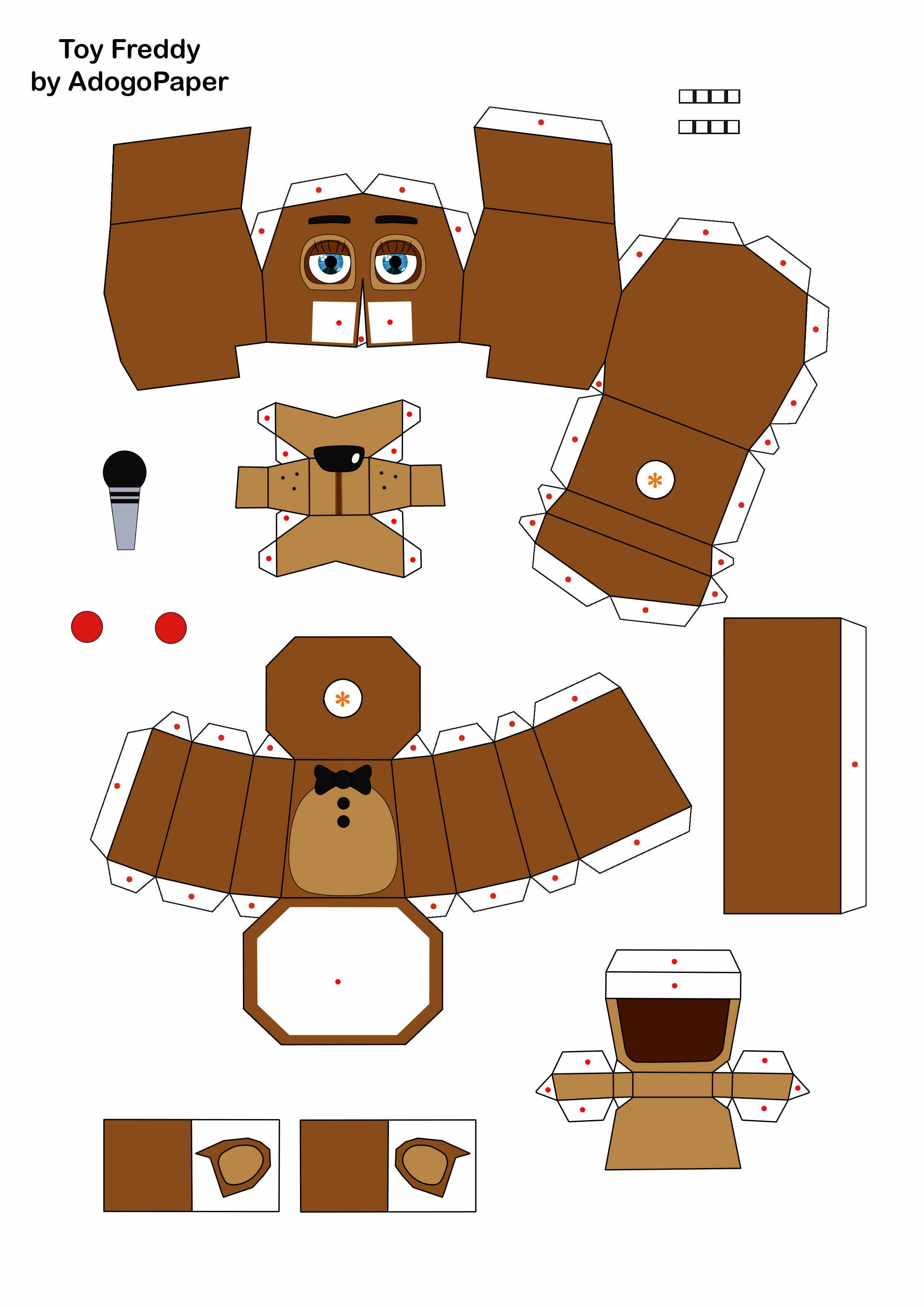 five nights at freddy's 2 Toy freddy papercraf P1 by Adogopaper on