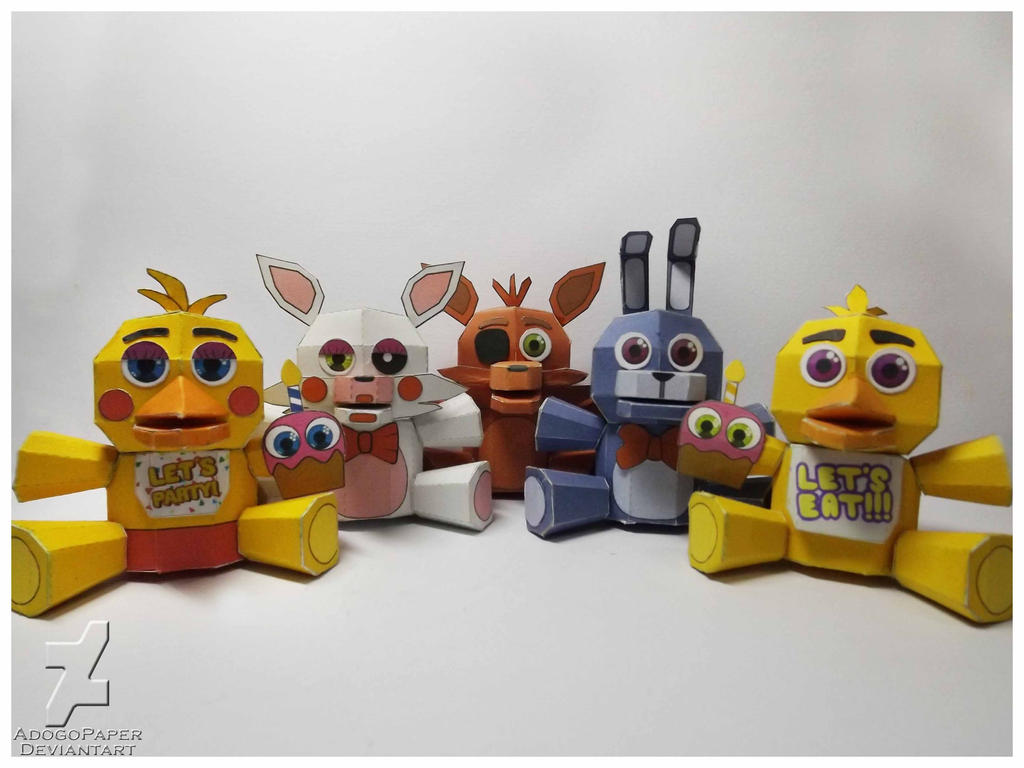 five nights at freddy's plushies papercraft by Adogopaper on DeviantArt