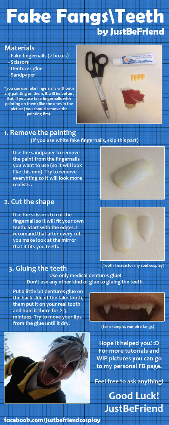 Cosplay Tutorial - Fake fang/teeth by JustBeFriend