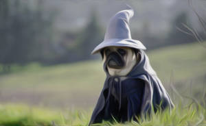 Pug Cosplays as Gandalf