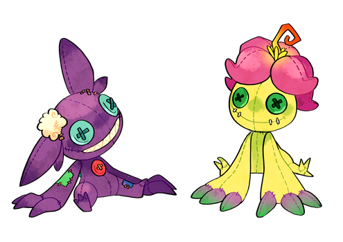 Sableye and Palmon Plushies for Charity