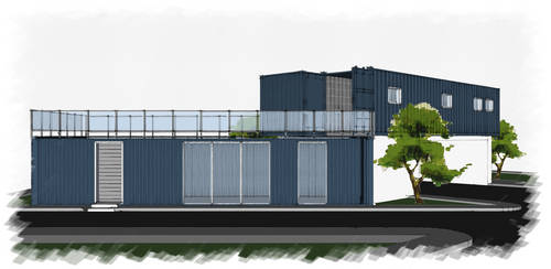 Container home - Frontal facade 02