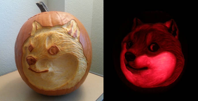 Doge pumpkin by feathergills