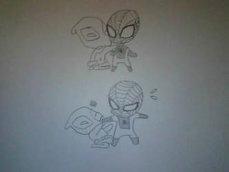 2 slide comic of chibi spiderman!!!!