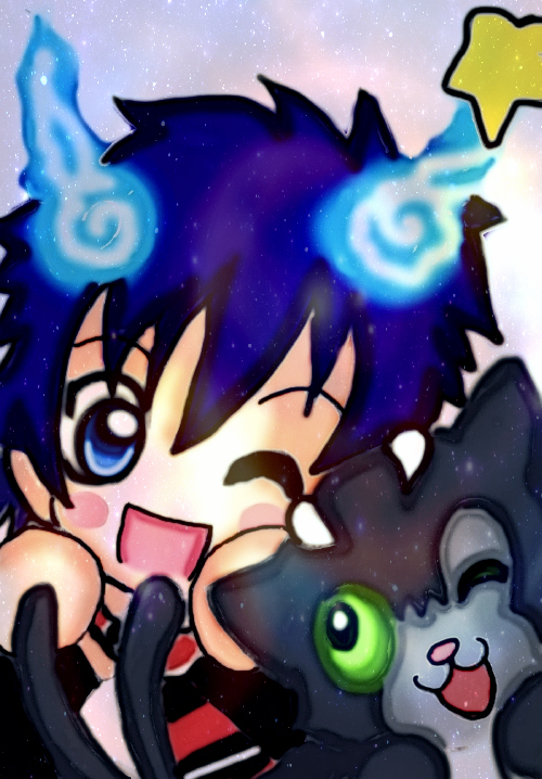 Chibi Rin and Blacky