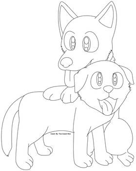 Very Playful Puppies Lineart