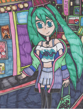 Hatsune Miku in Vaporwave Style