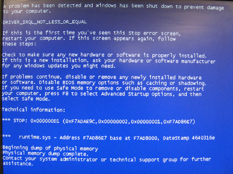 blue screen of death