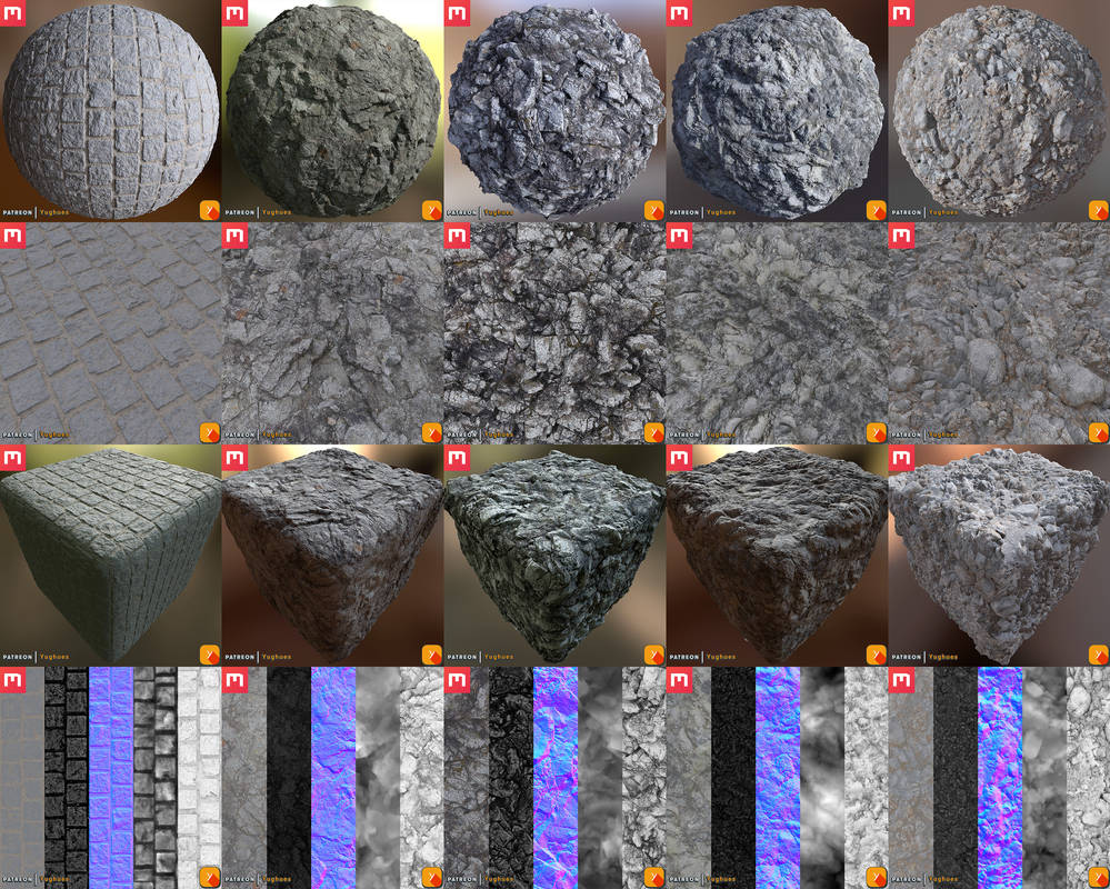 Material Library Scans Scan Material 51-55 by Yughues on DeviantArt