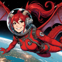 Astronaut Dragon Flying Above the Earth