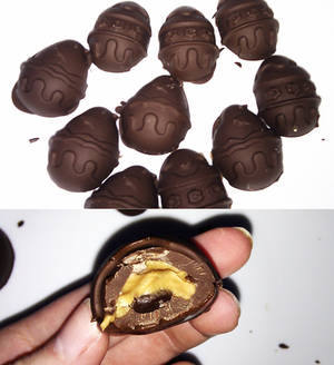 Caramel-cream filled chocolate easter eggs