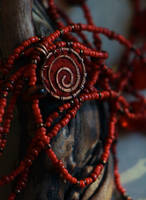 Red - wire wrapped pendant