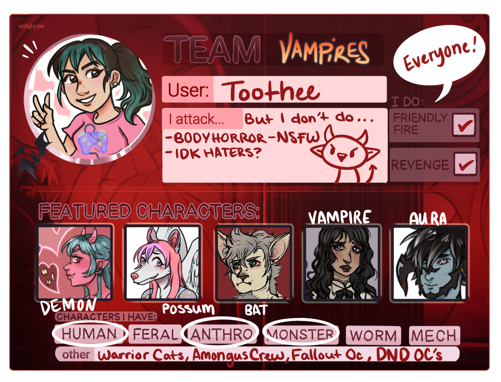 Artfight 2023 Profile by Tsukitooth on DeviantArt