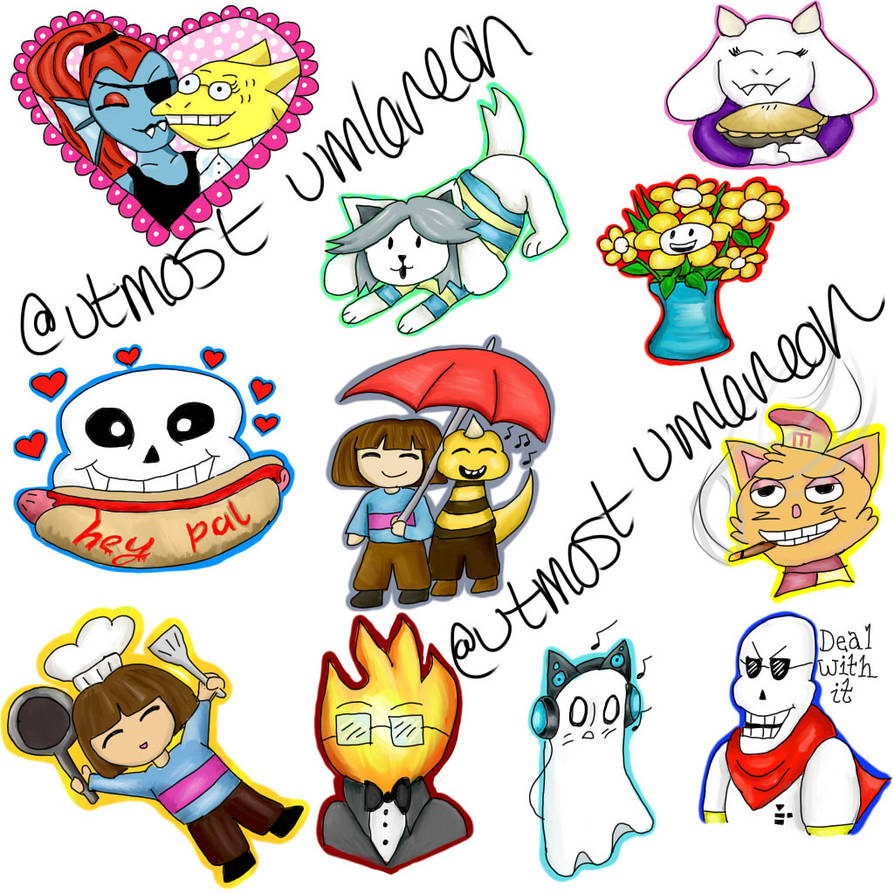 Undertale stickers. full sheet. by utmostumbreon on DeviantArt