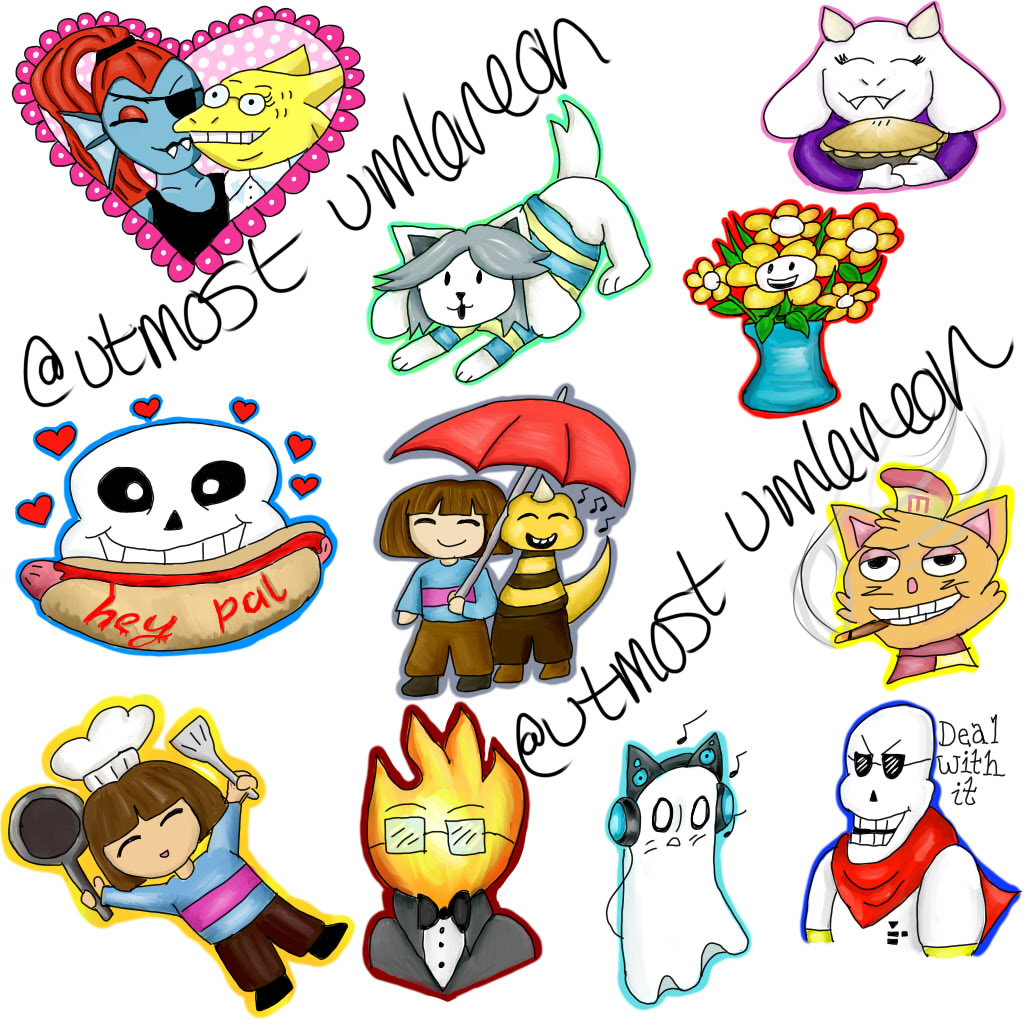 Undertale stickers. full sheet. by utmostumbreon on DeviantArt