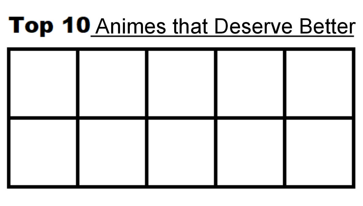 Top 10 Animes that Deserve Better (Template) by PartnerT on DeviantArt
