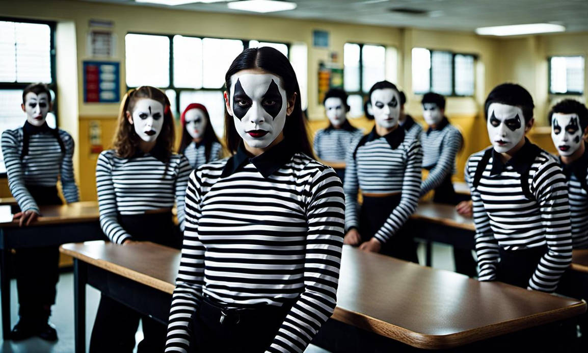 A High School Classroom Filled With Teenage Mimes by Anonymous51 on