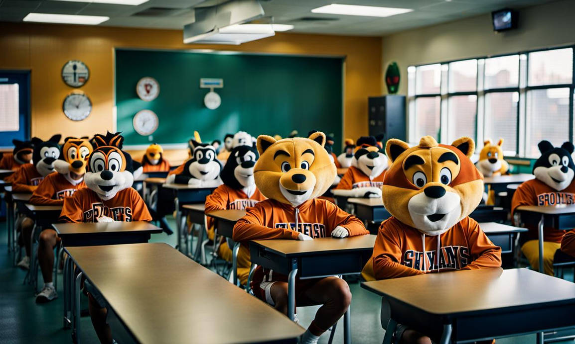A High School Classroom Filled With Sports Mascots