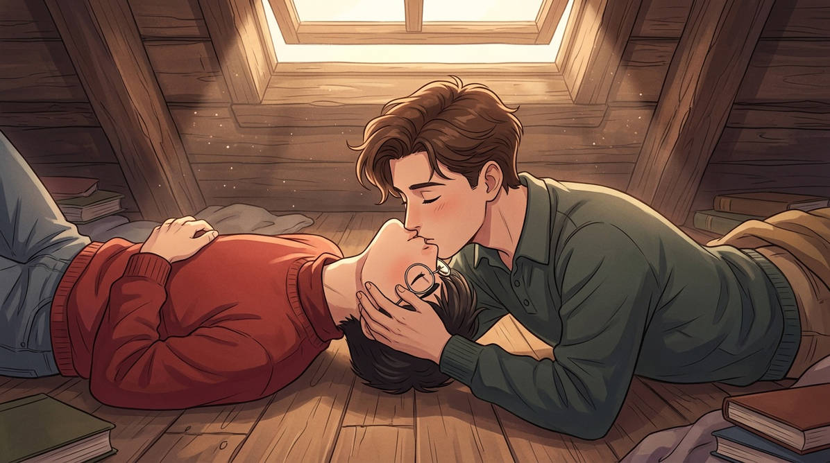 Kees and Charel Kiss in the Attic