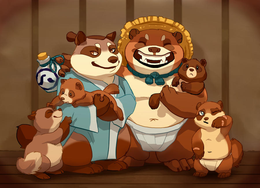 Tanuki Family Portrait