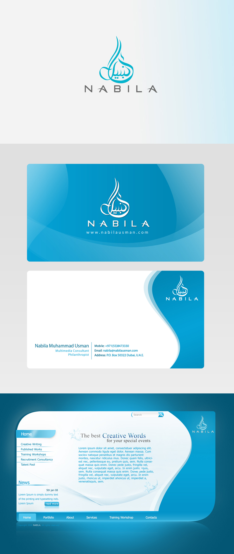 nabila logo and website