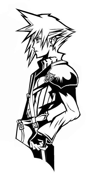 FF7 Cloud Strife Black and Whi