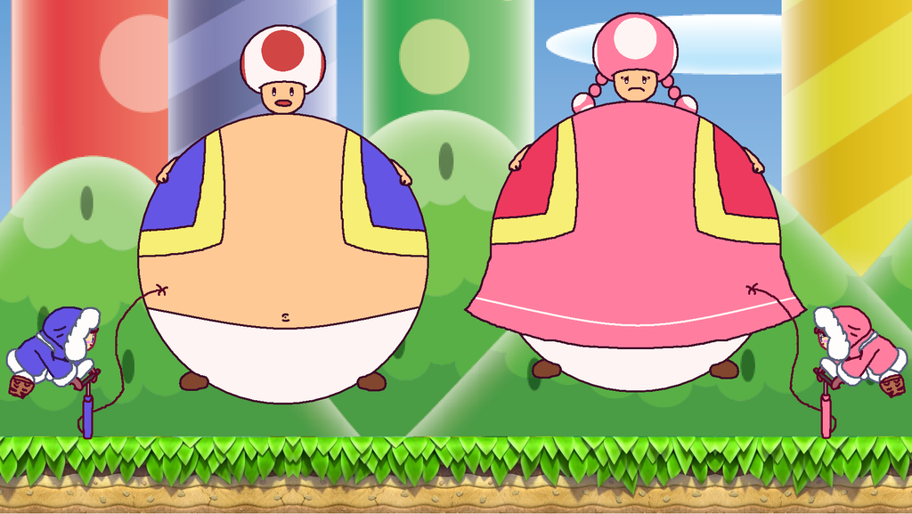 Ice Climbers inflating Toad and Toadette by ToxicIsland on DeviantArt