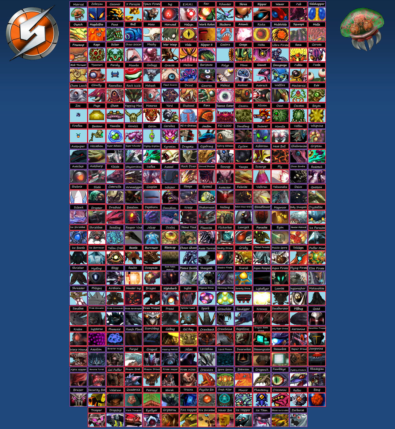 Msgv Enemies Super Smash Bros. Omega Metroid Enemies by ToxicIsland on DeviantArt