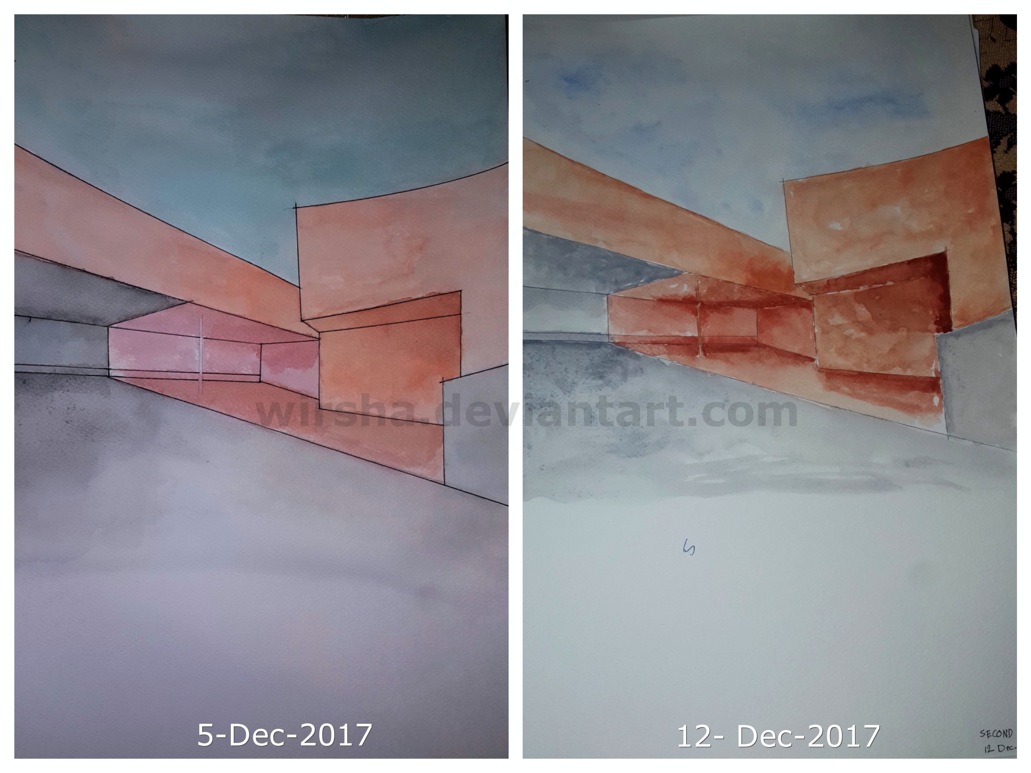 One Week Difference -My very first Watercolor work