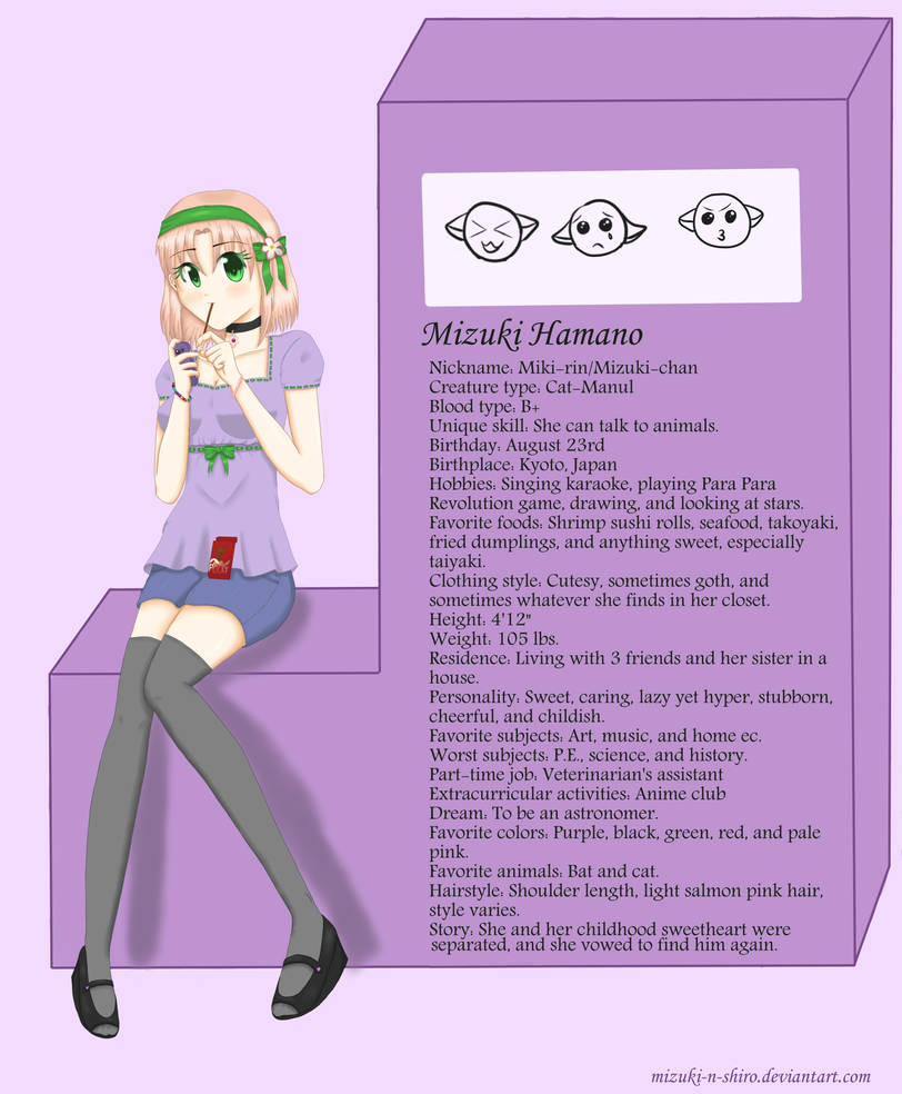 Mizuki's character profile