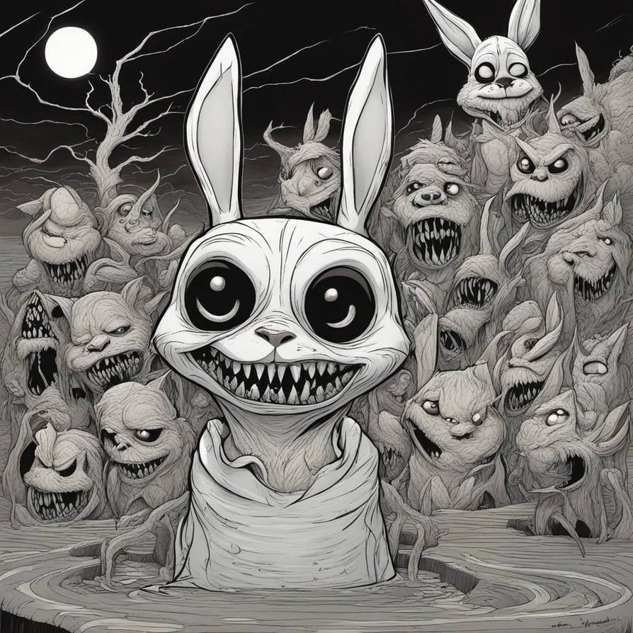 Spooky Rabbit Painting Horror rabbit 1 by WolfGodess15 on DeviantArt