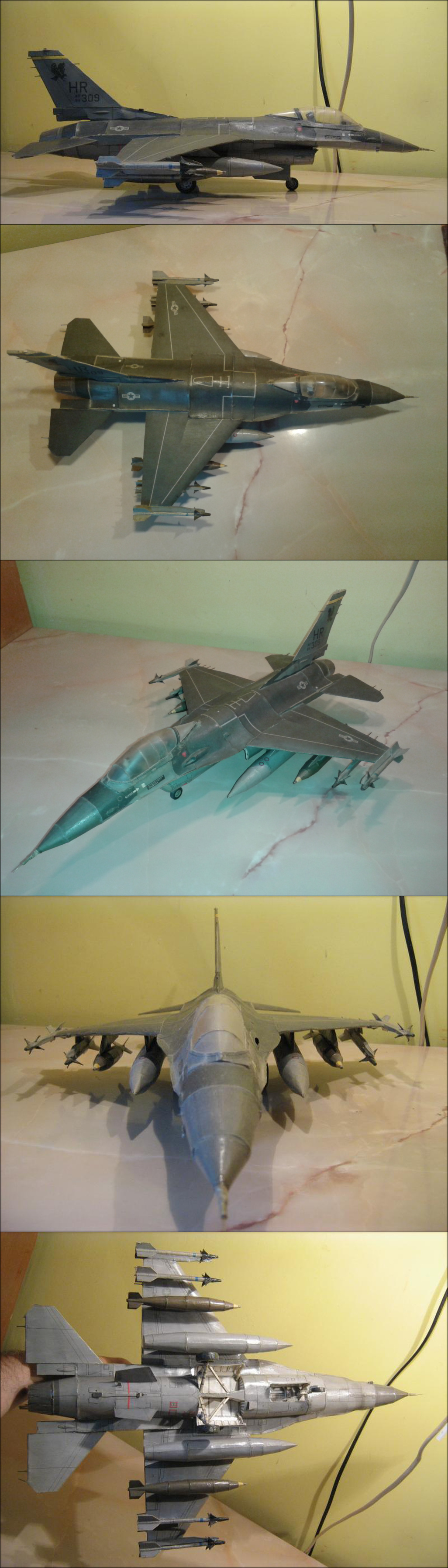 Precise card model: F-16C jet fighter