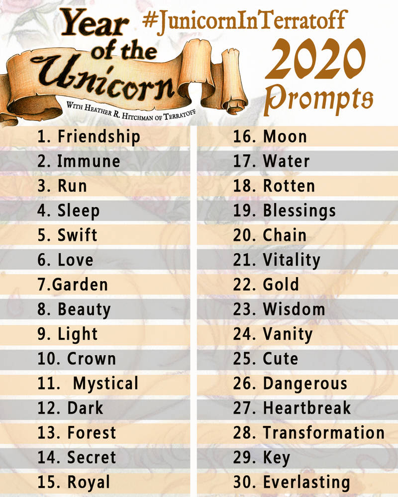 Junicorn In Terratoff Prompt List 2020 by Heather 