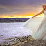 Bridal portrait in the sunset