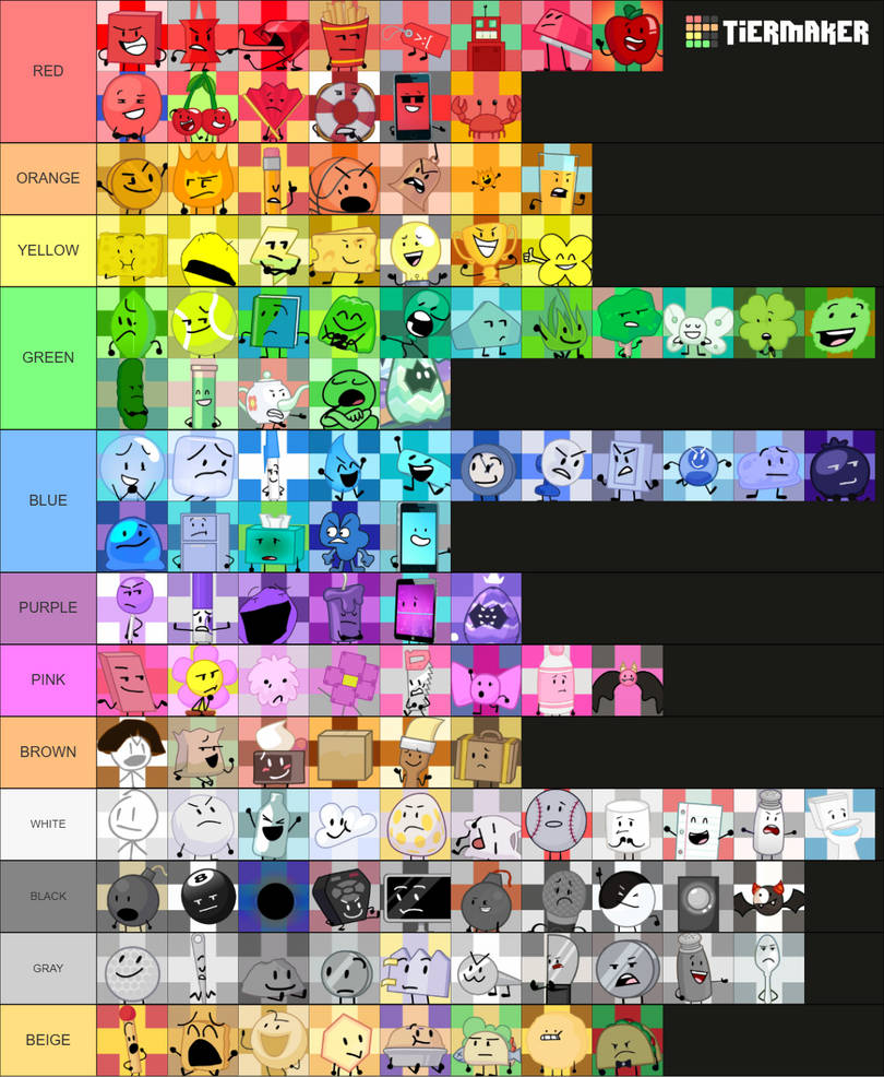 BFDI and Inanimate Insanity Colors by zigzinha on DeviantArt