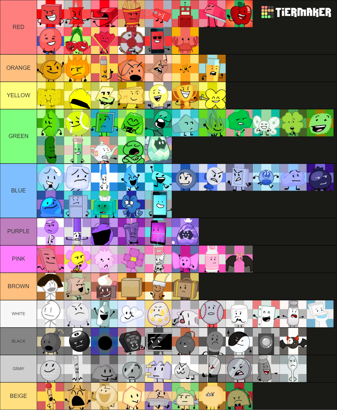 Bfdi Code BFDI and Inanimate Insanity Colors by zigzinha on DeviantArt