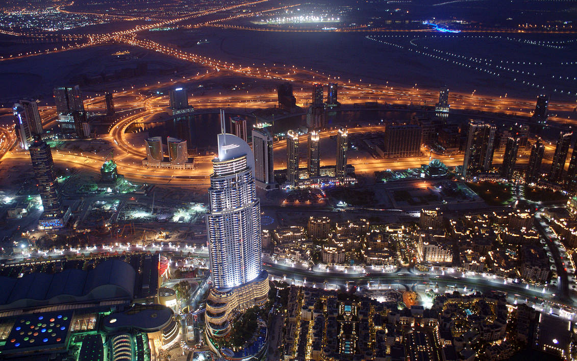 Dubai At Night (Burj Khalifa) Wallpaper Edition by skywalkerdesign