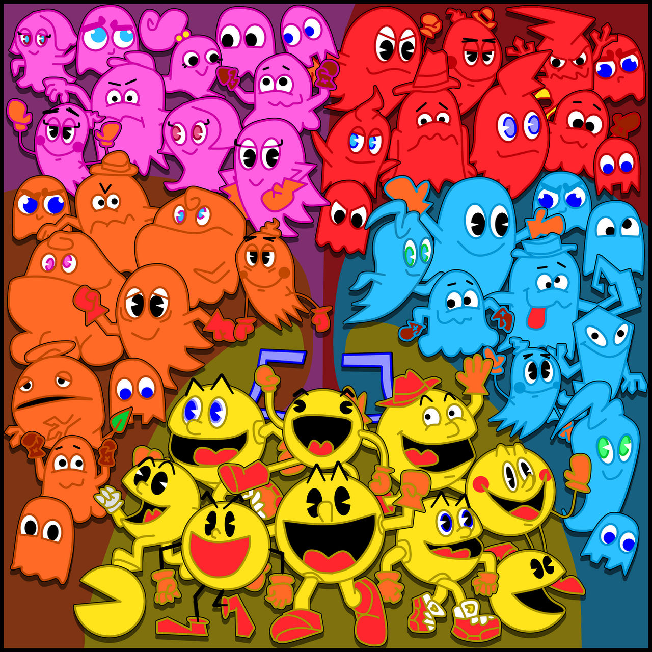 Pac-Mans and ghosts by AshumBesher on DeviantArt