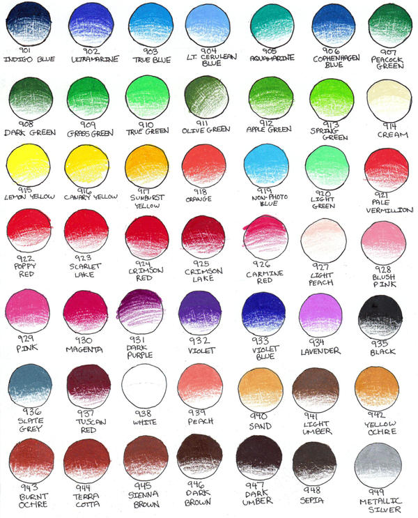 Prismacolor Color Chart 1