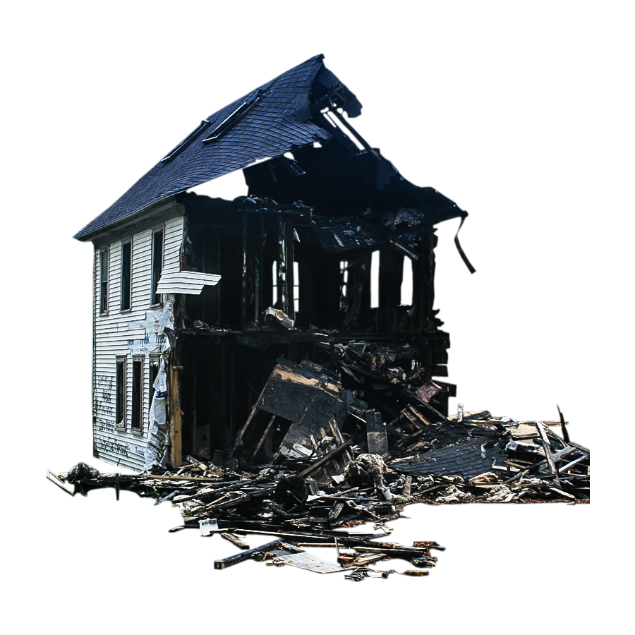 Free burnt house PNG stock