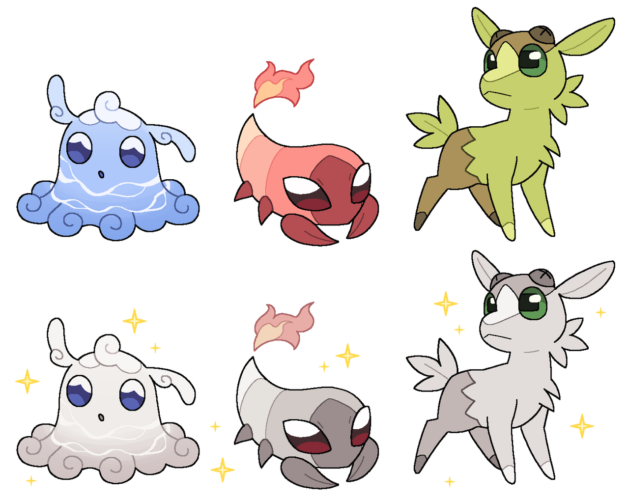 fakemon starters by Spookapi on DeviantArt
