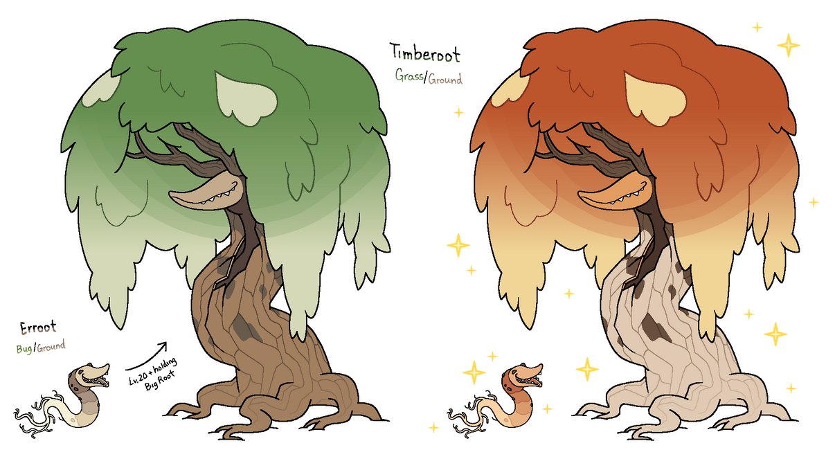 Spookapi Tribes Fakemon: Erroot and Timberoot by Spookapi on DeviantArt