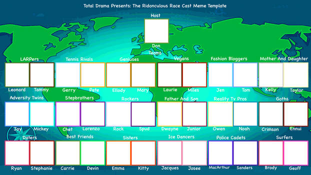 Total Drama Ridonculous Race Cast Meme Template