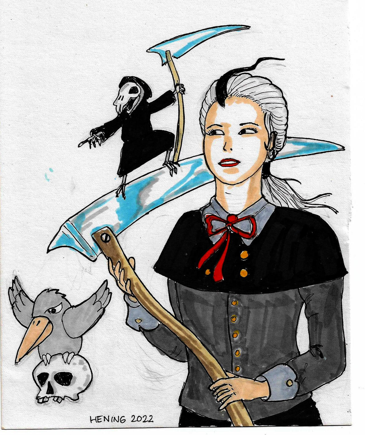Discworld Rat Discworld - Susan with Death of Rat and Raven by HeningR on DeviantArt