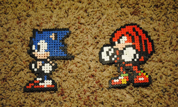 Sonic and Knuckles melty bead creation