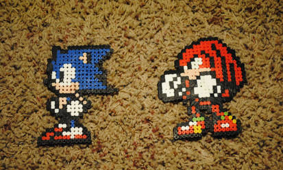 Sonic and Knuckles melty bead creation