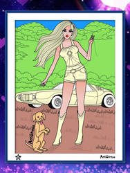 Blonde Girl, Car, Dog, and Dirt Road 3